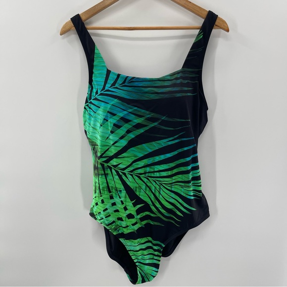Swimsuits for All Tropical Palm Leaves Black Swimsuit Size 16 - Picture 2 of 13